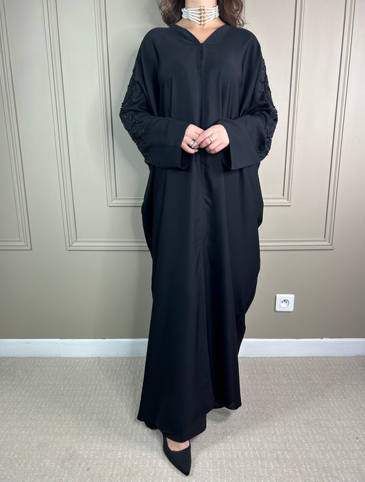 Abaya black dos perlé