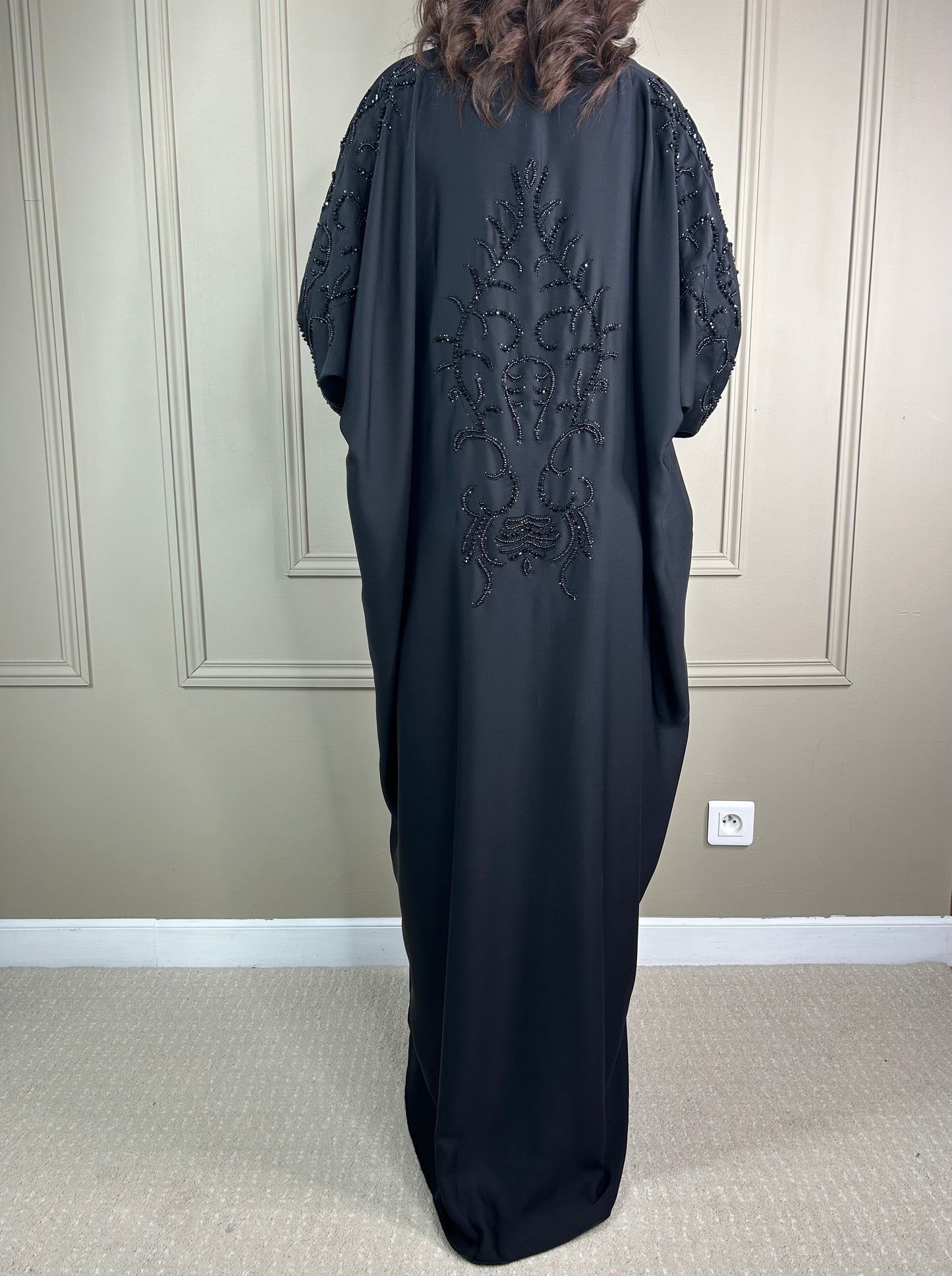 Abaya black dos perlé