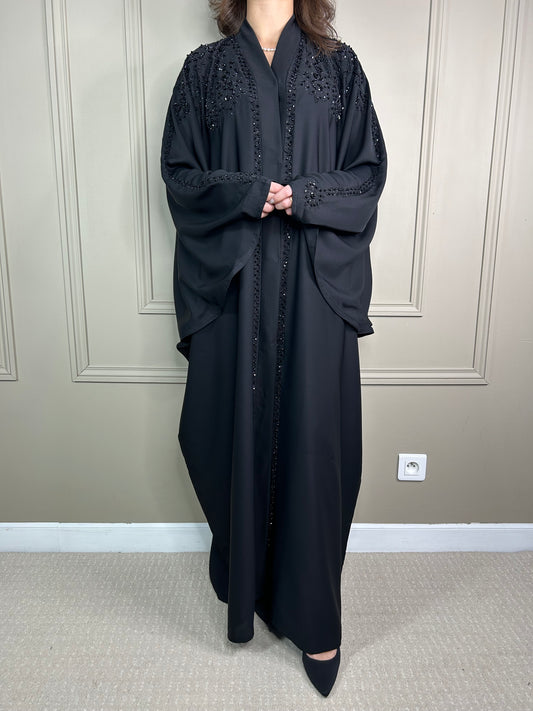 Abaya black perlée